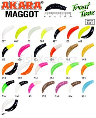 Силиконовая приманка Akara Trout Time MAGGOT 1,3 Cheese 452 (12 шт,)